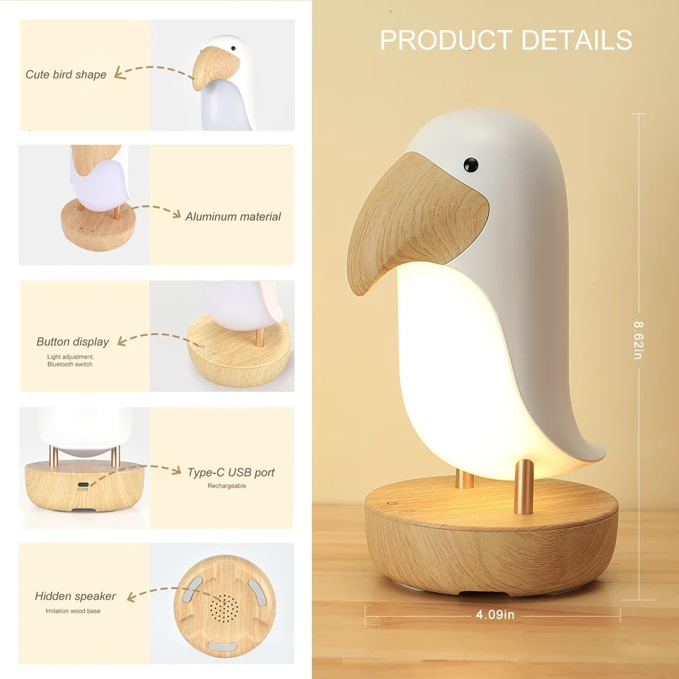 Toucan Lamp with Bluetooth Speaker